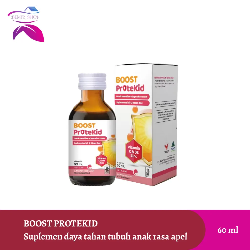 Boost Protekid Sirup 60 ml / Vitamin C & D3 + Zinc Untuk Anak Rasa Apel