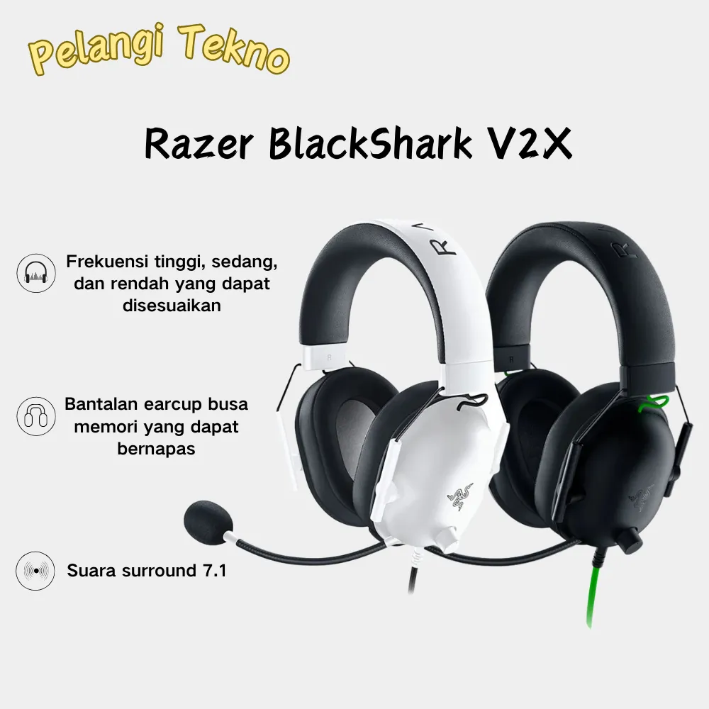Razer Blackshark V2X/V3X POKEMON - Edisi Profesional Gaming Headset Dengan Mikrofon,Pengurangan Kebisingan Tingkat Profesional Hitam/Putih
