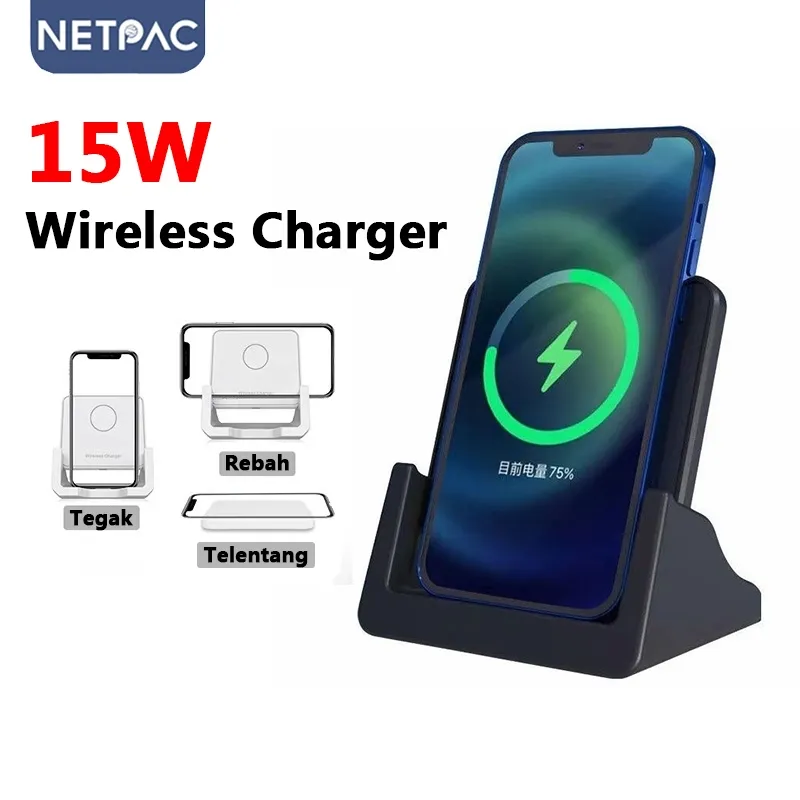 NETPAC Wireless Charger Magnetic Charger Wireless Fast Charging 15W 2in1 Charger Docking or Android & IOS