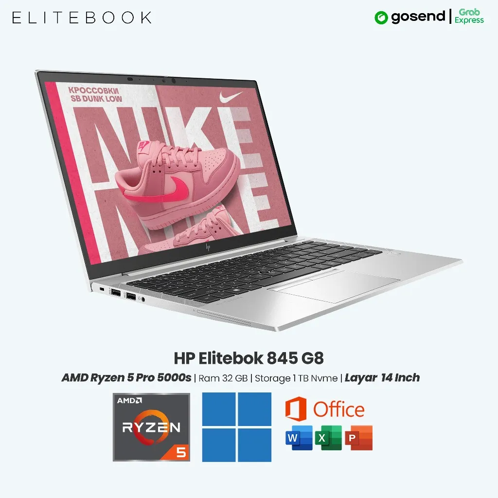 Laptop Gaming HP Elitebook 845 G8 AMD Ryzen 5 Pro 5000 Series Ram 32 GB SSD 1 TB Layar 14 inch Touchscreen
