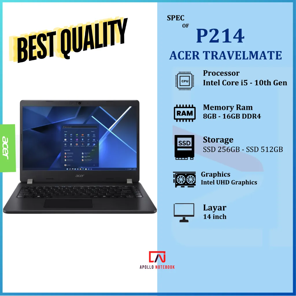 Laptop Acer TravelMate P214 | Extensa 215 | TM P414 Core i5/i3 RAM 16GB SSD 1 TB -  Second Mulus & Bergaransi