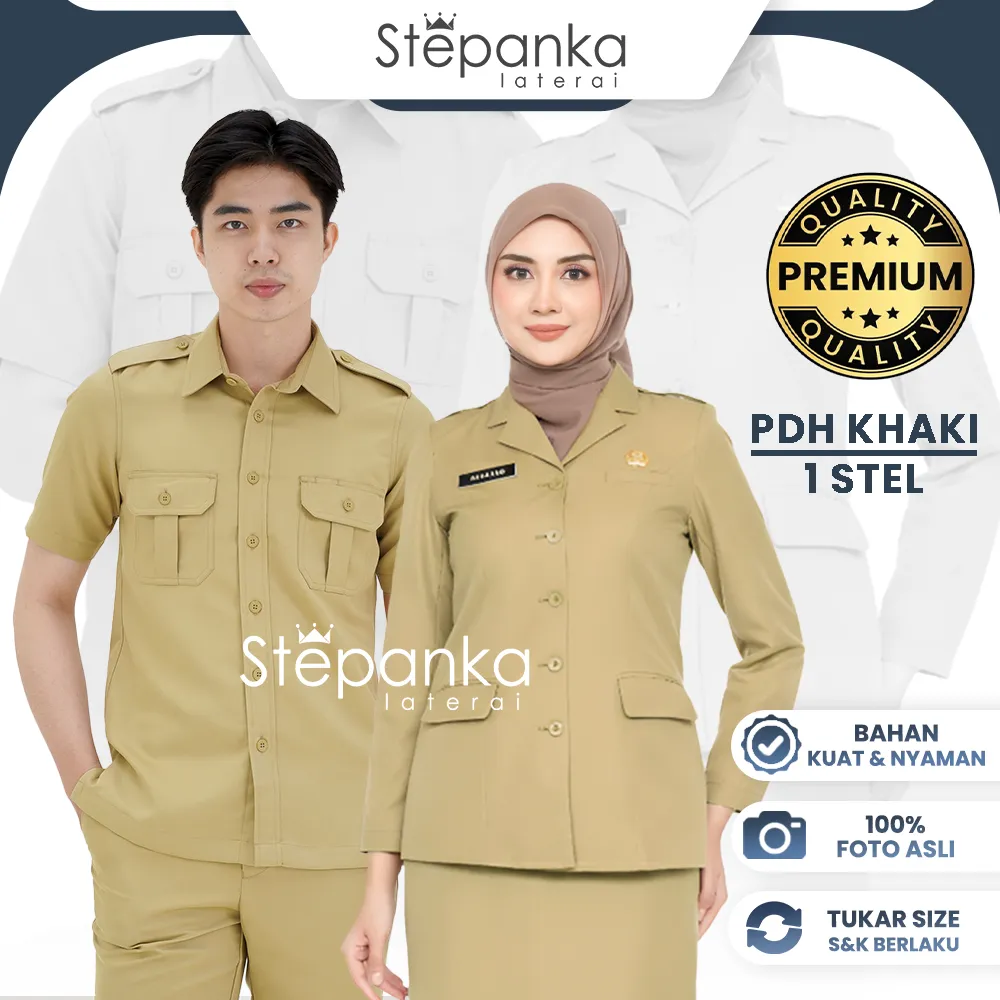 [NEW 2026!] Seragam PDH PNS ASN Khaki PREMIUM / Pemda Khaki Muda PRIA Setelan / ASN Khaki Coklat Muda / Seragam Dinas / Stepanka Laterai