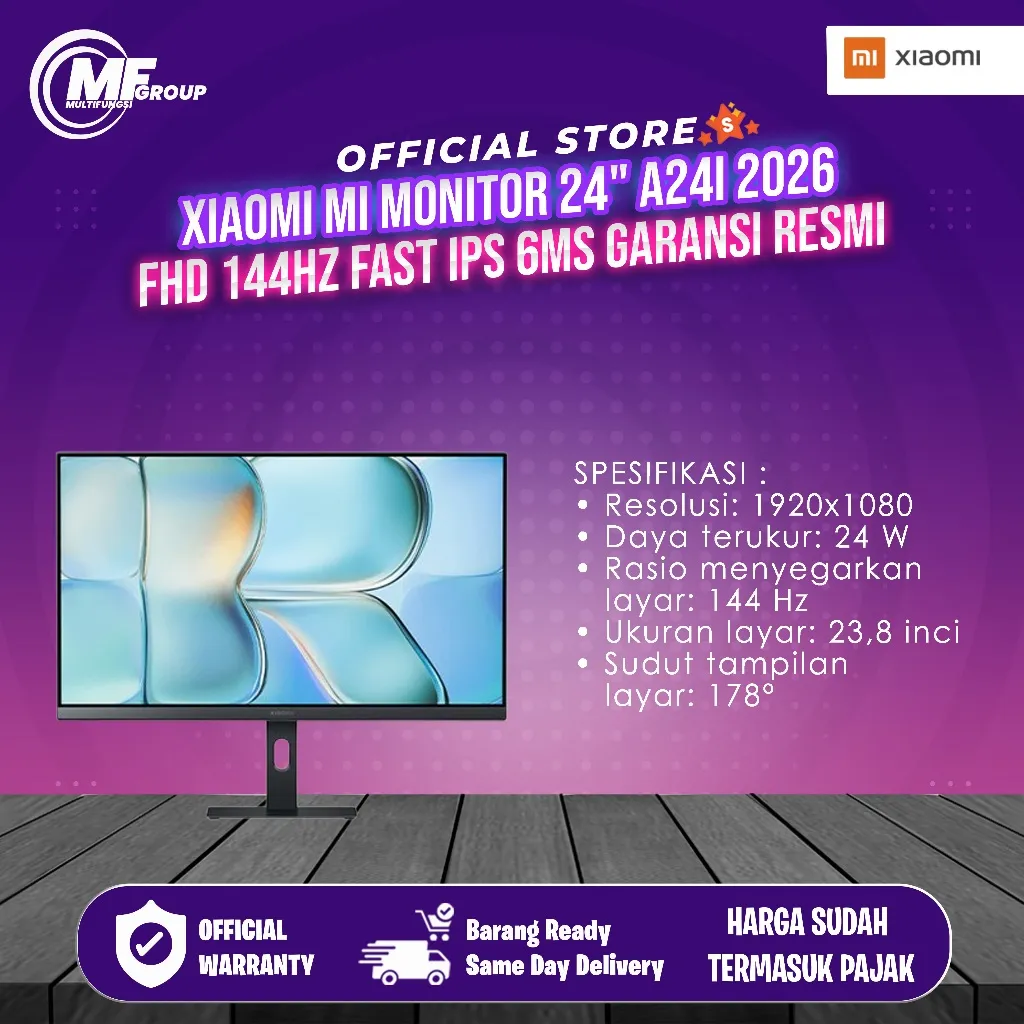 Xiaomi Mi Monitor 24" A24i 2026 FHD 144Hz Fast IPS Garansi Resmi