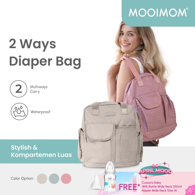 Diaper Bag - MOOIMOM Tas Perlengkapan Bayi Stylish & Multifunction - 2 Ways Diaper Bag