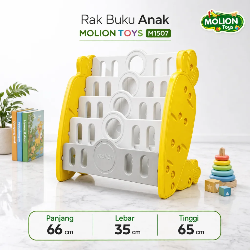Rak Buku Anak 3 Susun MOLION TOYS M1507 – Organizer Buku Cerita & Mainan Edukatif