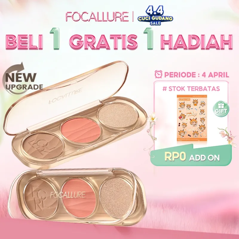FOCALLURE Pro-Sculpt 3-in-1 3D Palette Highlighter & Contour & Blush Multi-Use