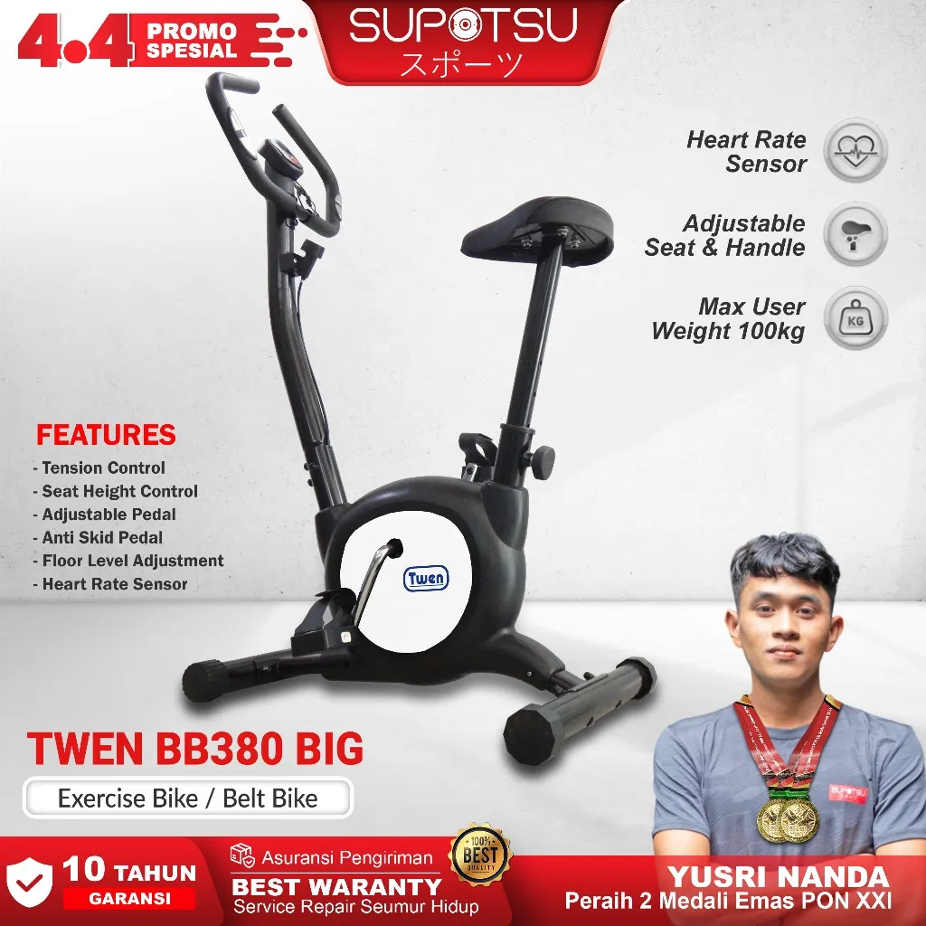 Sepeda Statis Twen BB379 Big BB380 Big Exercise Bike Excercise Bike Belt Bike Sepeda Fitness Alat Fitness