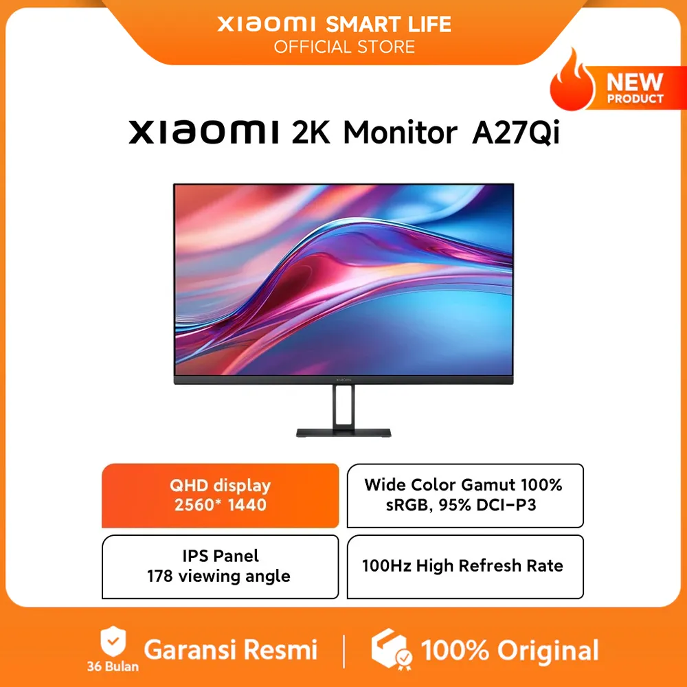 Xiaomi Monitor A27Qi 2K | 2K QHD Display | 100 Hz Refresh rate | 95% DCI-P3 | 100% sRGB [Official Store]