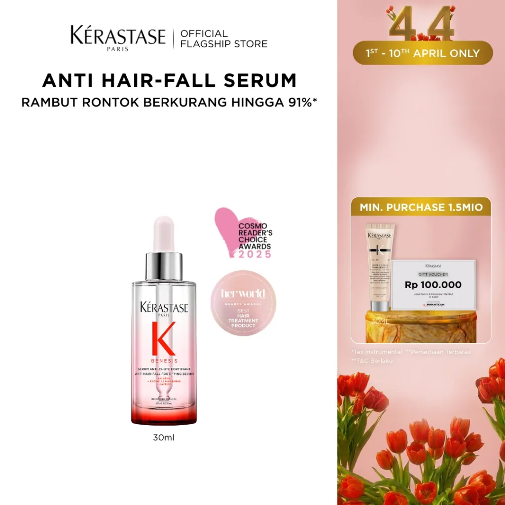 Kerastase Genesis Hair Serum 30ml Anti Hair Fall - Serum Rambut Rontok & Patah - Mengandung Aminexil 1.5% & Ginger Roots
