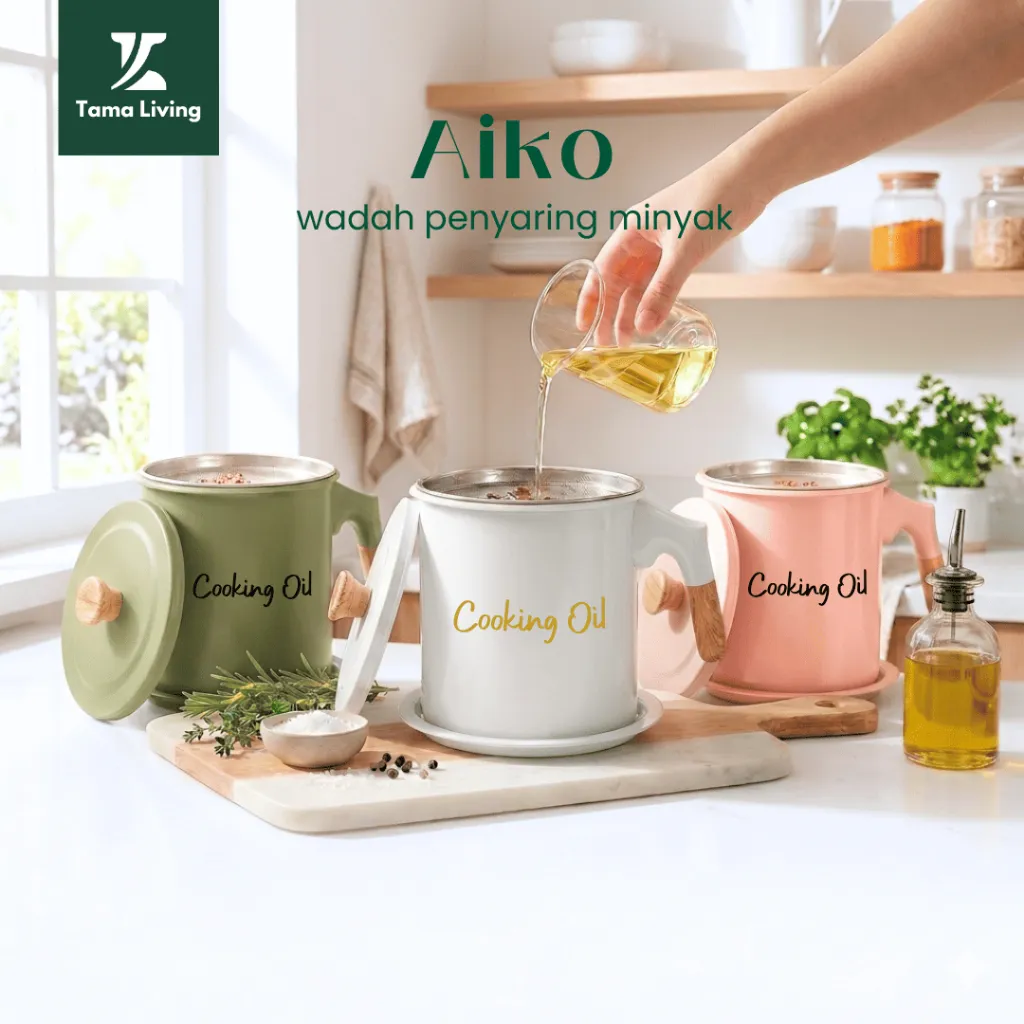 TAMA LIVING Aiko Wadah Penyaring Minyak Goreng Korea Estetik Wadah Minyak Saringan Minyak