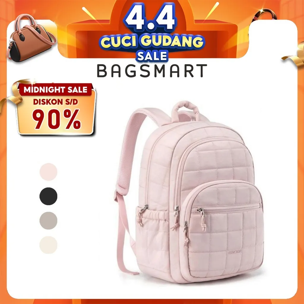 BAGSMART Laptop Backpack 15.6Inch for Women Travel Backpack Kuliah Travel Ransel Quilted Water