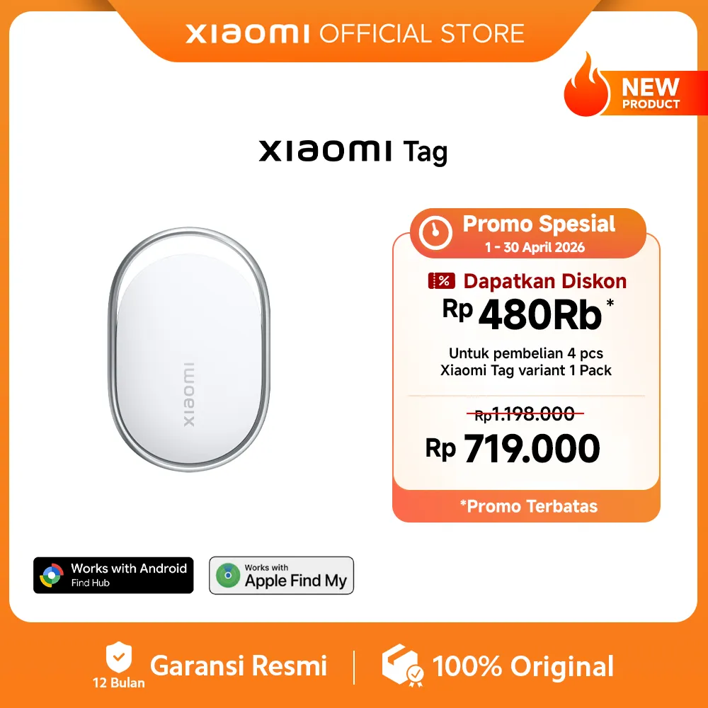 Xiaomi Tag | Support Apple Find My & Google Find Hub | Lacak Barang Jarak Jauh | Baterai Tahan Lama | Tahan Debu dan Air IP67 | GPS Mini Pelacak Lokasi [Xiaomi Official Store]