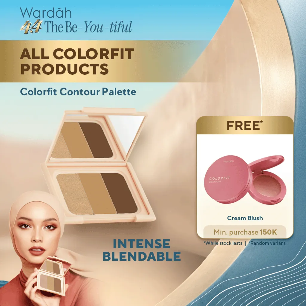 WARDAH Highlighter Contour Colorfit Highlight Contour Palette - 3 in 1 Highlighter, Contour, Concealer yang Pigmented, Blendable, Mudah Digunakan - Tahan Lama Hingga 10 Jam - Makeup