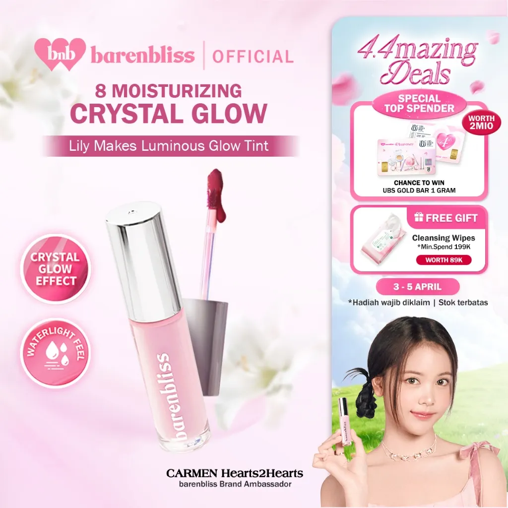 [BEST SELLING] BNB barenbliss Lily Makes Luminous Glow Tint 2.5 g Liptint Ombre Glossy Melembapkan Anti Kering 8 Moisturizing Agents Vitamin E Hydrating Stain Ringan Alami & Kilau Tahan Lama 12 Jam Waterproof Transferproof LipstickLipgloss Lip Matte