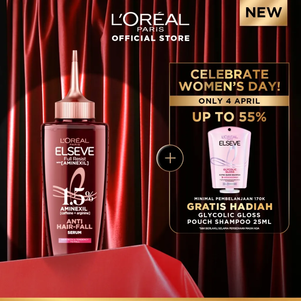 [BARU] L'Oreal Paris Elseve Aminexil Serum  - Anti Hair-Fall Serum With Aminexil - 102ml -  Perawatan Kekuatan Rambut, yang Rambutnya patah , Rambut Rontok, Serum Kulit Kepala.