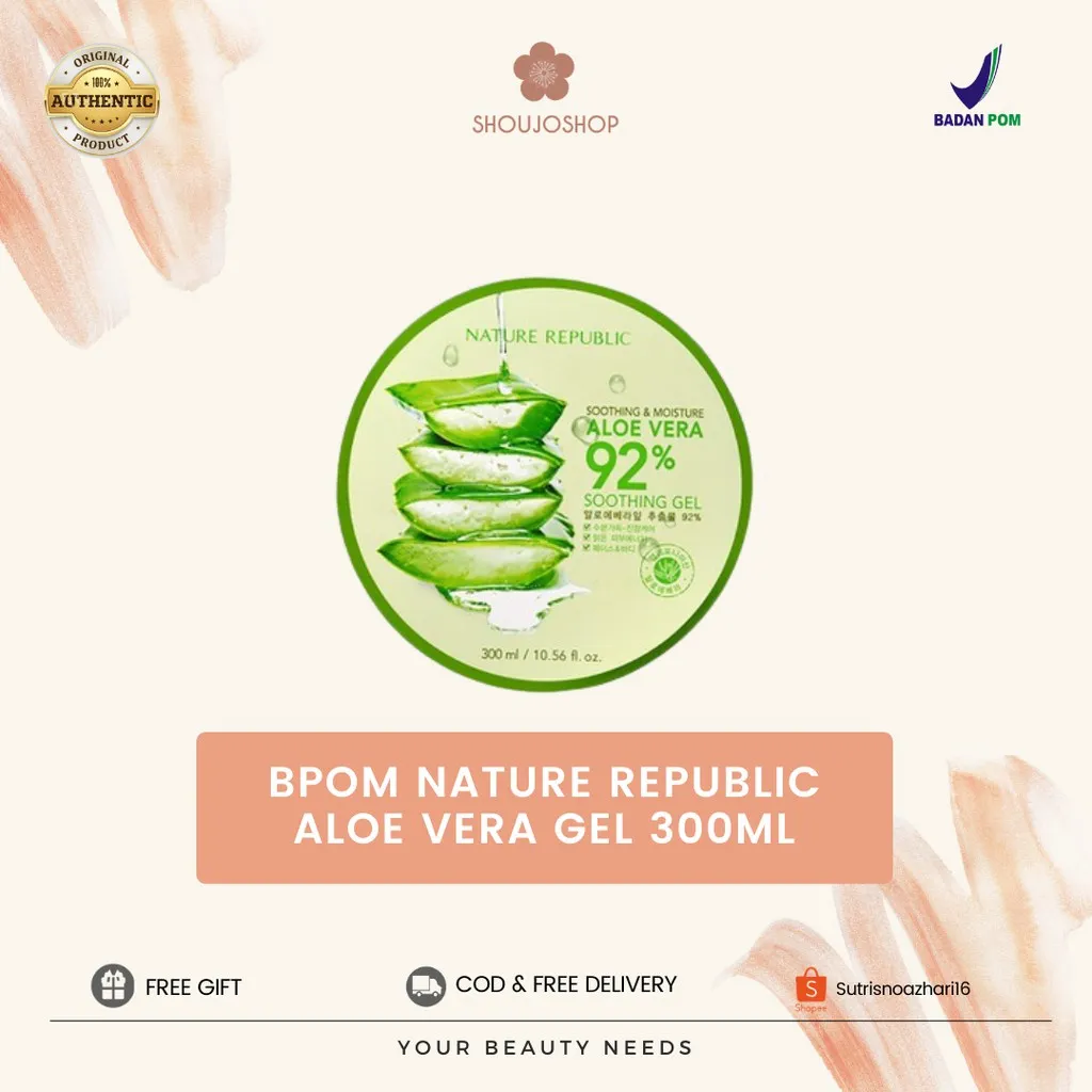 BPOM Nature Republic Aloe Vera Gel 300ml 100% Original