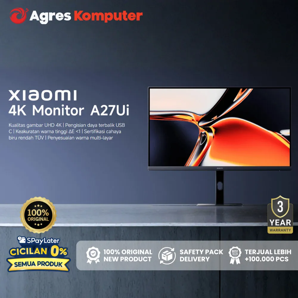 XIAOMI MONITOR 27 INCH A27UI IPS UHD 4K 2160P 6MS 60HZ DELTA E1 USB-C 3Y