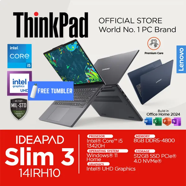 Lenovo IdeaPad Slim 3i 14IRH10 Core i5 13420H 16GB 512SSD Windows 11 Office 14 Inch IPS Laptop 3NID