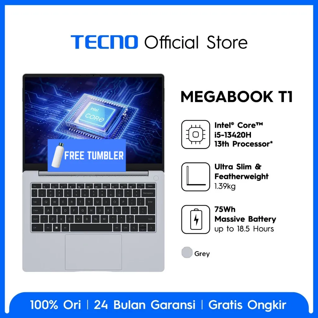 TECNO MEGABOOK T1 14 - Intel I5 13420H 16GB 512GB W11 14.0WUXGA 100SRGB