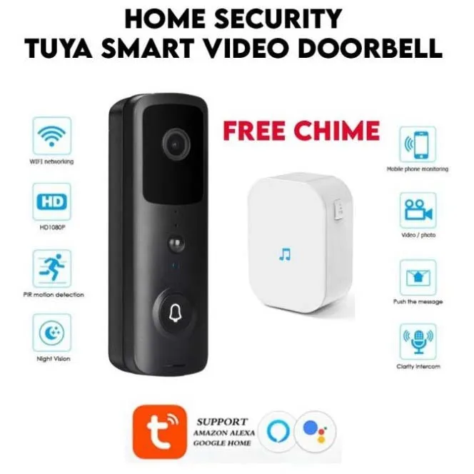 Bel Rumah dengan kamera Tuya waterproof smart doorbell door bell with camera wifi interkom
