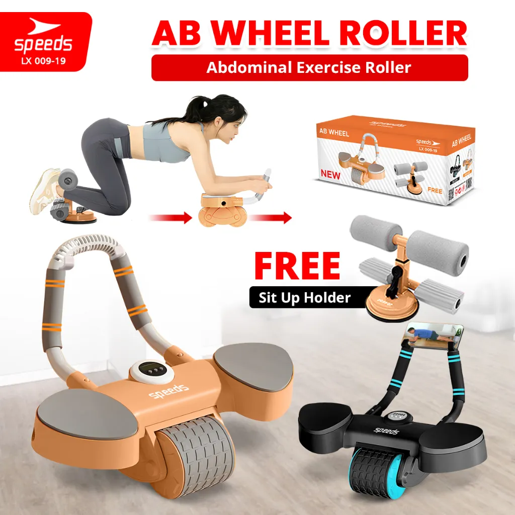 SPEEDS AB Roller Wheels Plank Trainer Abdominal Core Roller 2in1 Automatic Rebound Gym Aman 009-19
