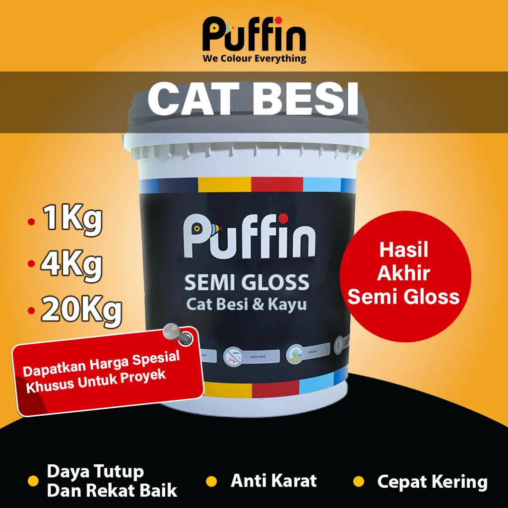 Puffin Paint Cat minyak untuk kayu besi puffin alkyd ekonomis semi gloss