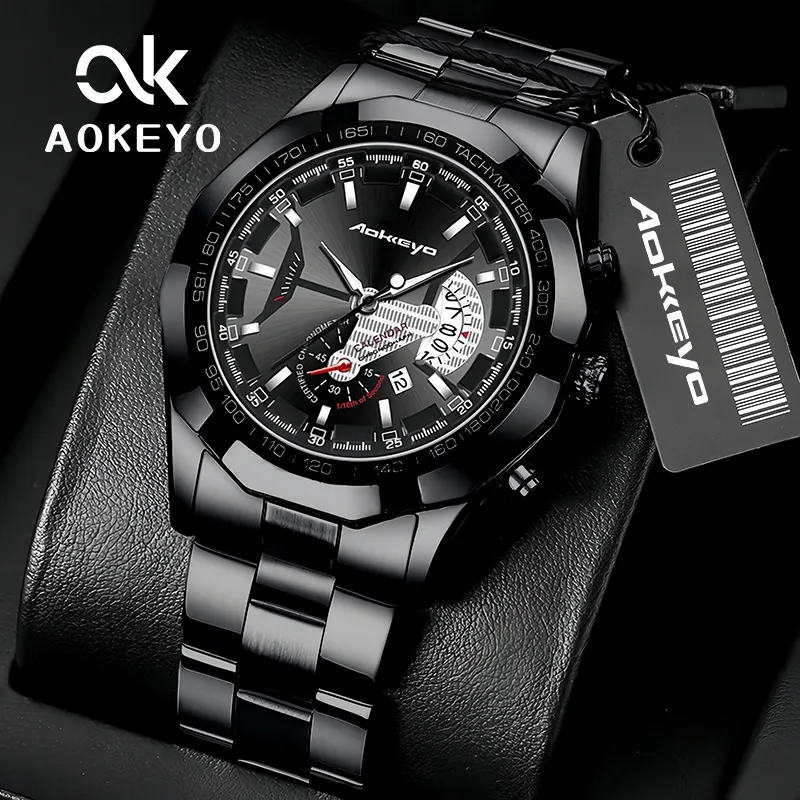Aokeyo S001 Jam Tangan Pria Anti Air Original Luxury Stainless Steel Free BOX And Kartu