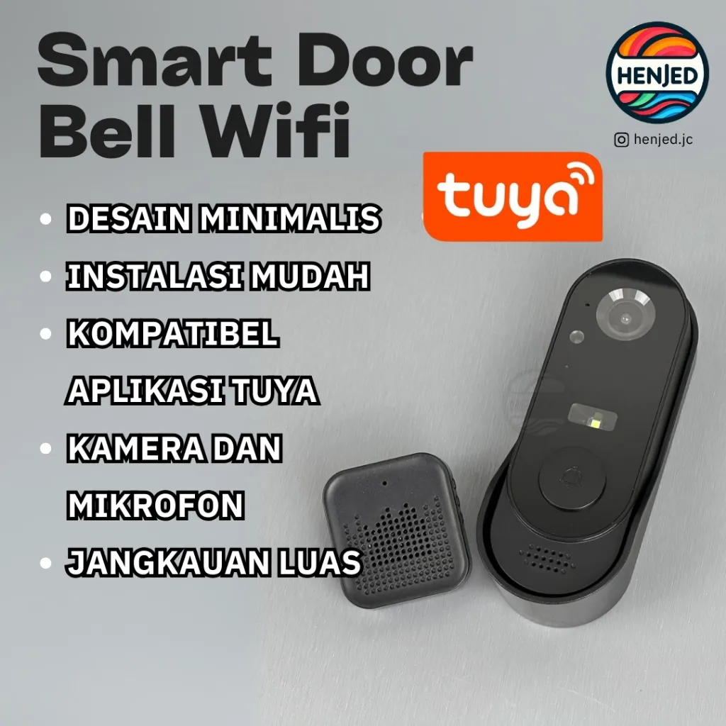 Bel Rumah Pintar Kamera Smart Door Bell Jarak Jauh 2 Arah Nirkabel Wifi Menggunakan Aplikasi TUYA