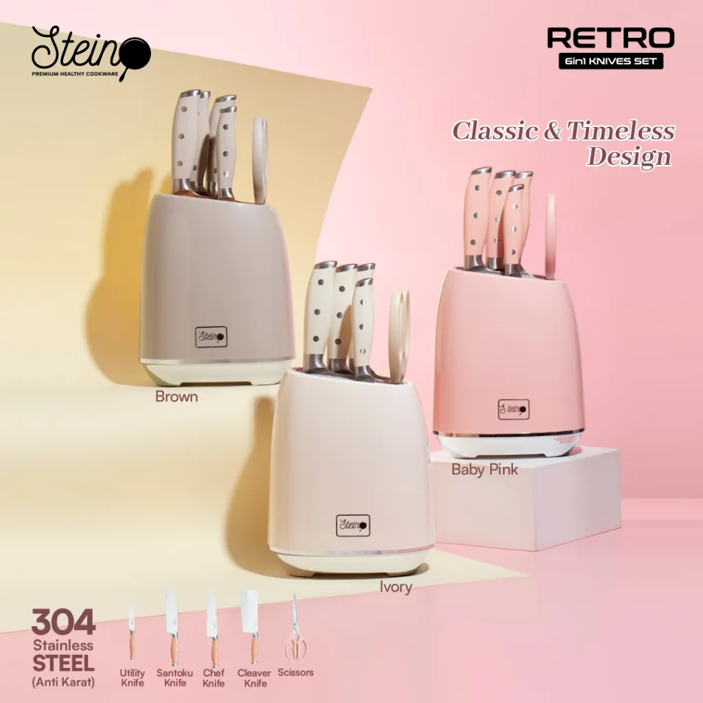 STEIN Retro Holder Knives 6 Pcs - Pisau Set + Holder