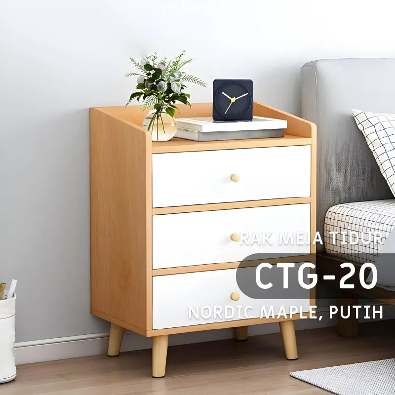 FURNITURE - Meja Minimalis Nakas Kayu Meja Kamar Meja Samping Kasur Multifungsi Modern Hemat Tempat