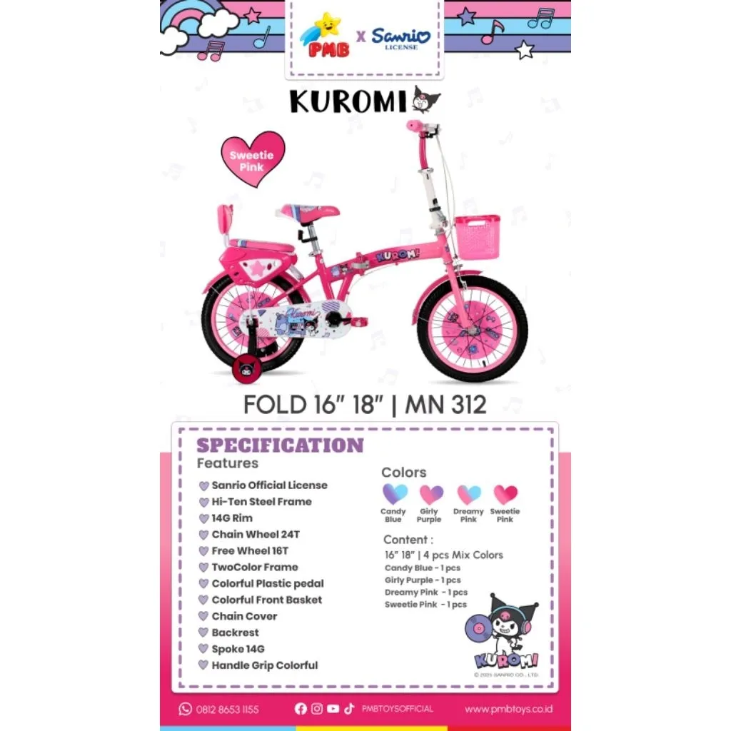 Sepeda Lipat Axxil 16" 18 inch Type 616 dan sepeda lipat 16/18inch velion,lipat evergreen girl 16inch