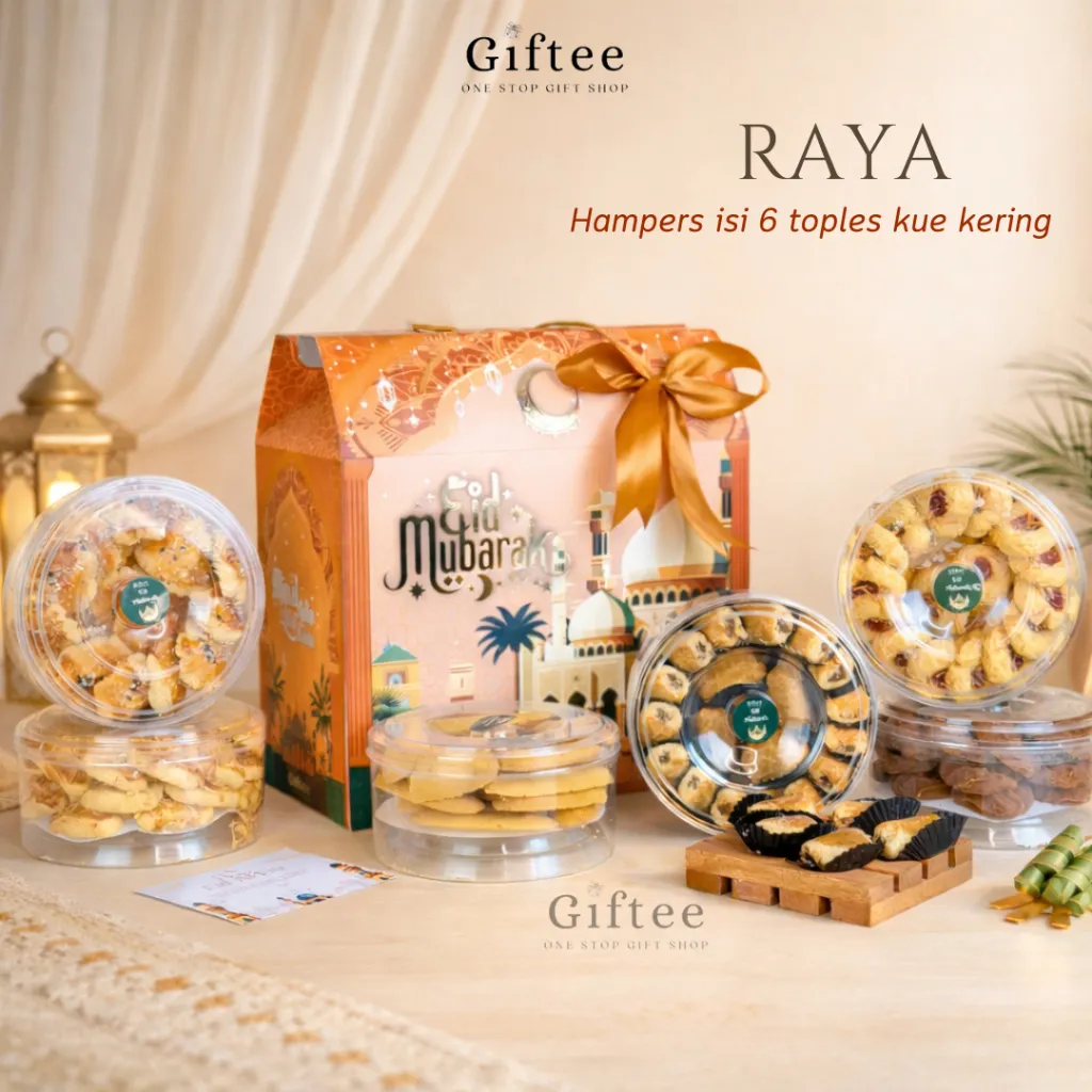 HAMPERS LEBARAN RAYA KUE KERING SET 6 TOPLES KEMASAN 250 GR PREMIUM COOKIES IDUL FITRI PARCEL KADO