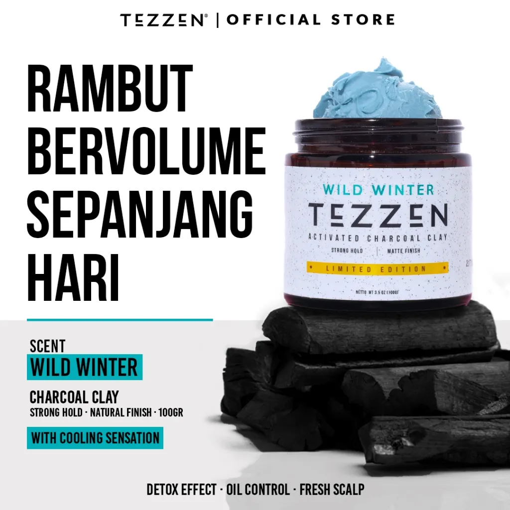 Tezzen Wild Winter Limited Edition - Charcoal Clay dengan Sensasi Dingin Rambut Keren Rambut Sehat