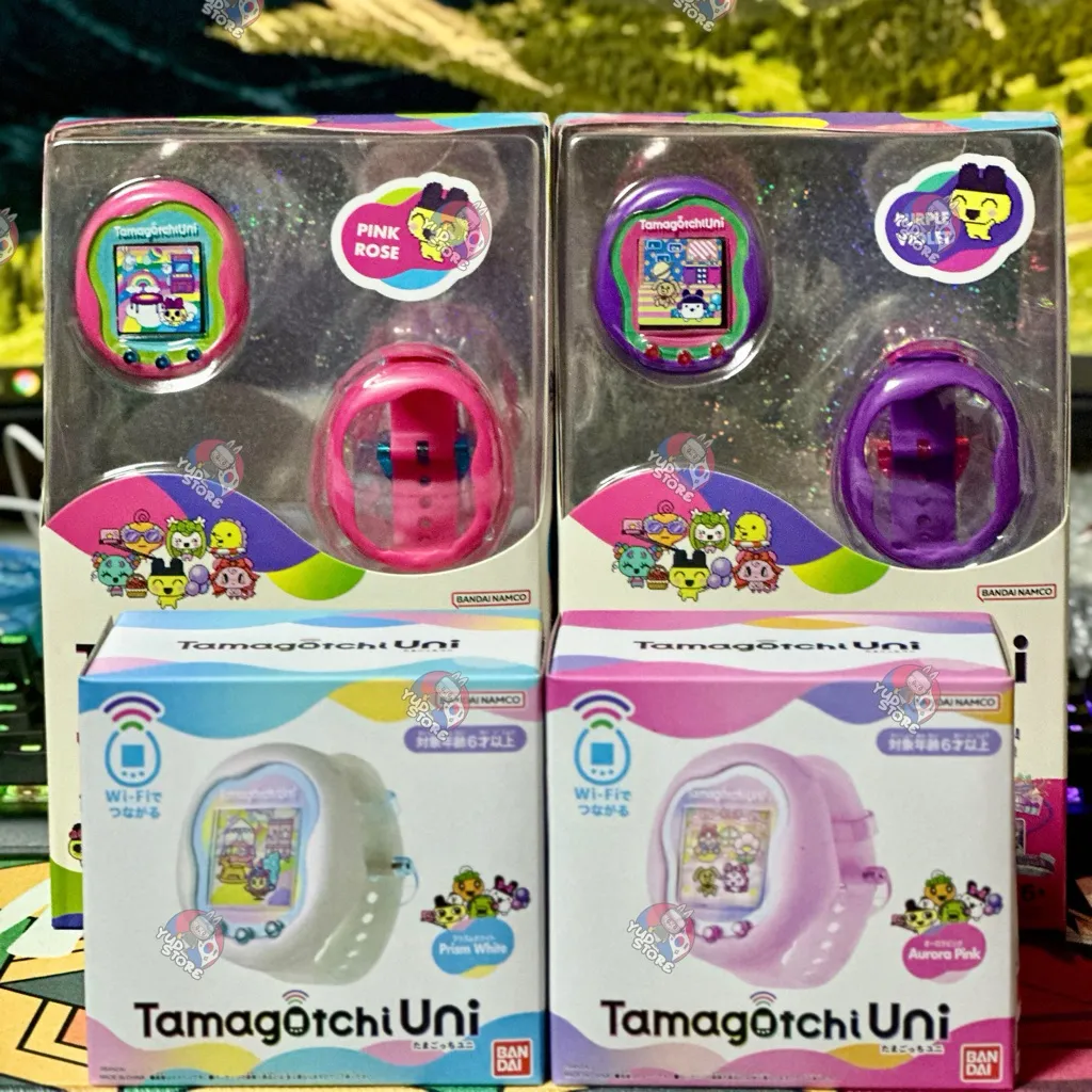 Tamagotchi Uni  - Aurora Pink & Prism White (BONUS Anti Gores + Dust Plug) | Pink Rose & Purple Violet