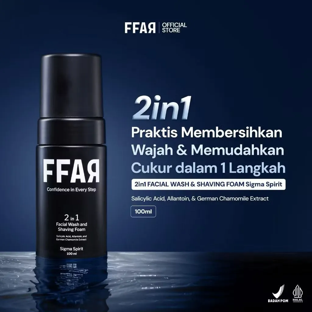 FFAR Sigma Spirit 2in1 Face Wash & Shaving Foam | 100 ml Sabun Cuci Muka Pria Laki Facial Wash Foam Cukur Kumis Cleanser Raffi Ahmad