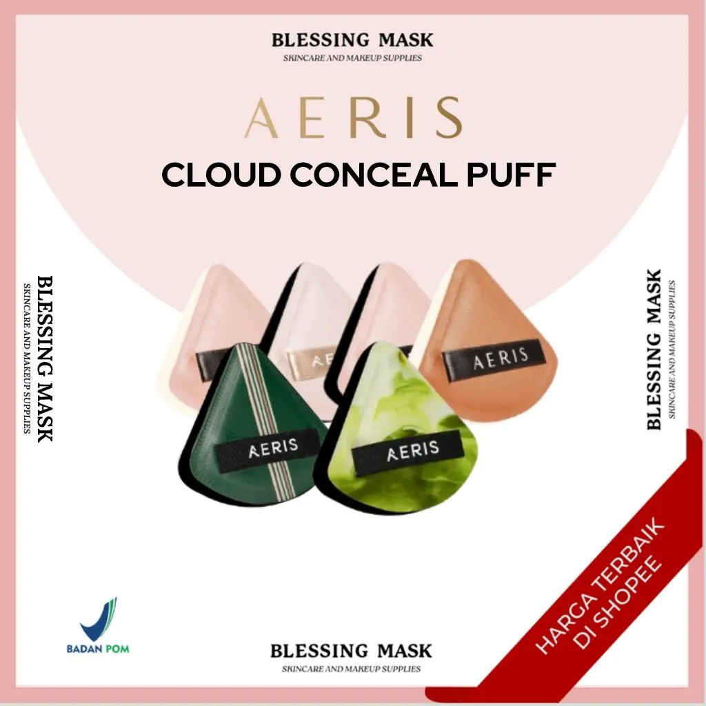 Aeris Beauté Cloud Conceal Puff Signature Series | Beauty Beaute | Spons Make Up Lucu Cute Segitiga Tebal Multifungsi untuk Cushion Foundation Concealer