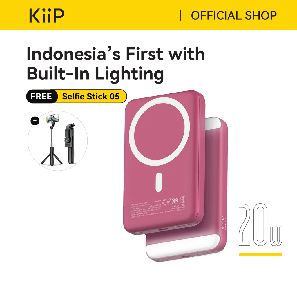 KiiP Wireless EW71 Powerbank Dual Magnetic Fill Light Fast Charge 20W
