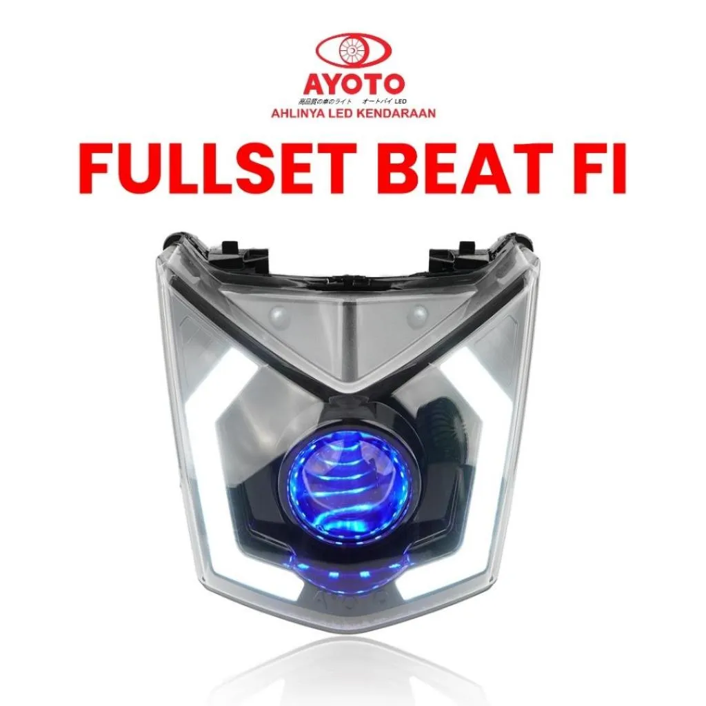 HEADLAMP FULLSET BEAT FI 2013-2016 / REFLEKTOR BEAT BILED PROJIE PROJECTOR AYOTO CUSTOM SEIN WELCOME LIGHT RUNNING