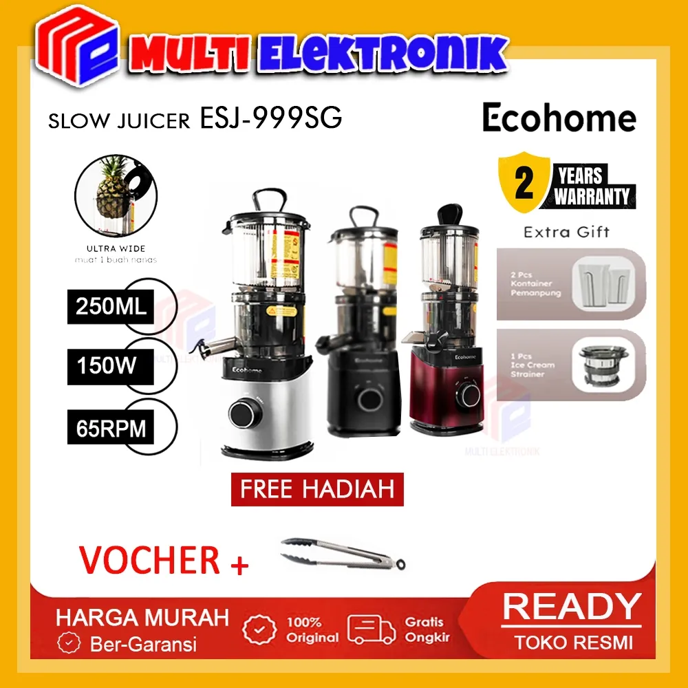 Ecohome Slow Juicer Serba Bisa ESJ999SG / ESJ-999SG Pengekstrak Buah