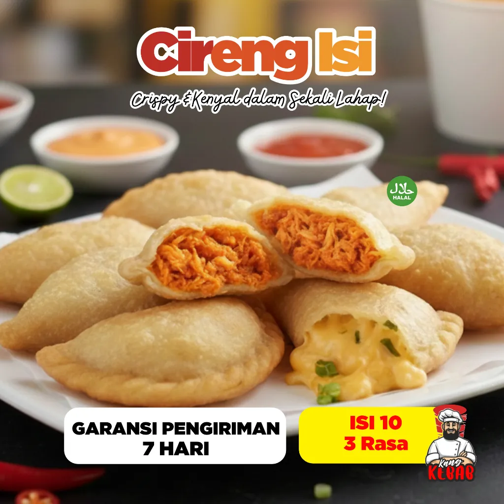 CIRENG ISI AYAM PEDAS KEJU GURIH 10 PCS VACUM PACK CEMILAN FROZEN HALAL