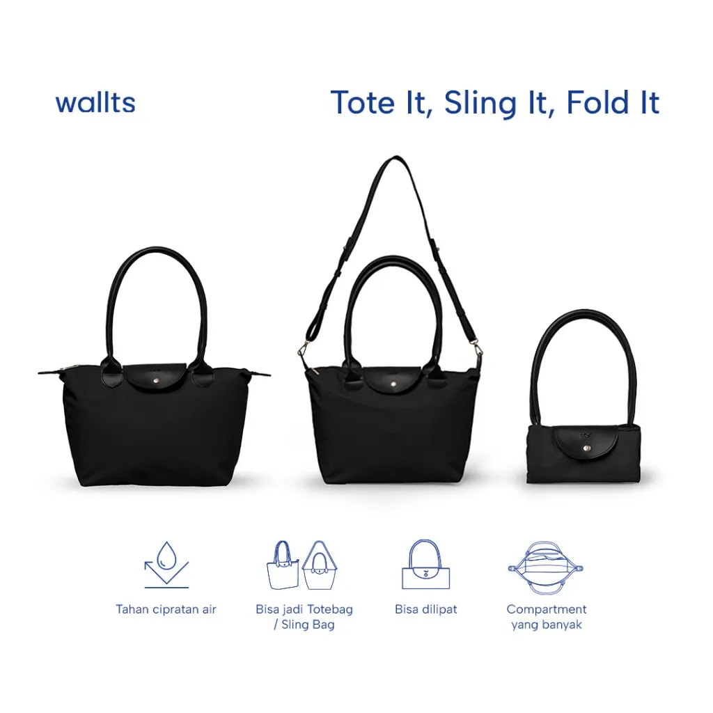 Wallts Jollie Tote Bag Sling Bag Multifungsi tas jinjing tas bahu Waterproof