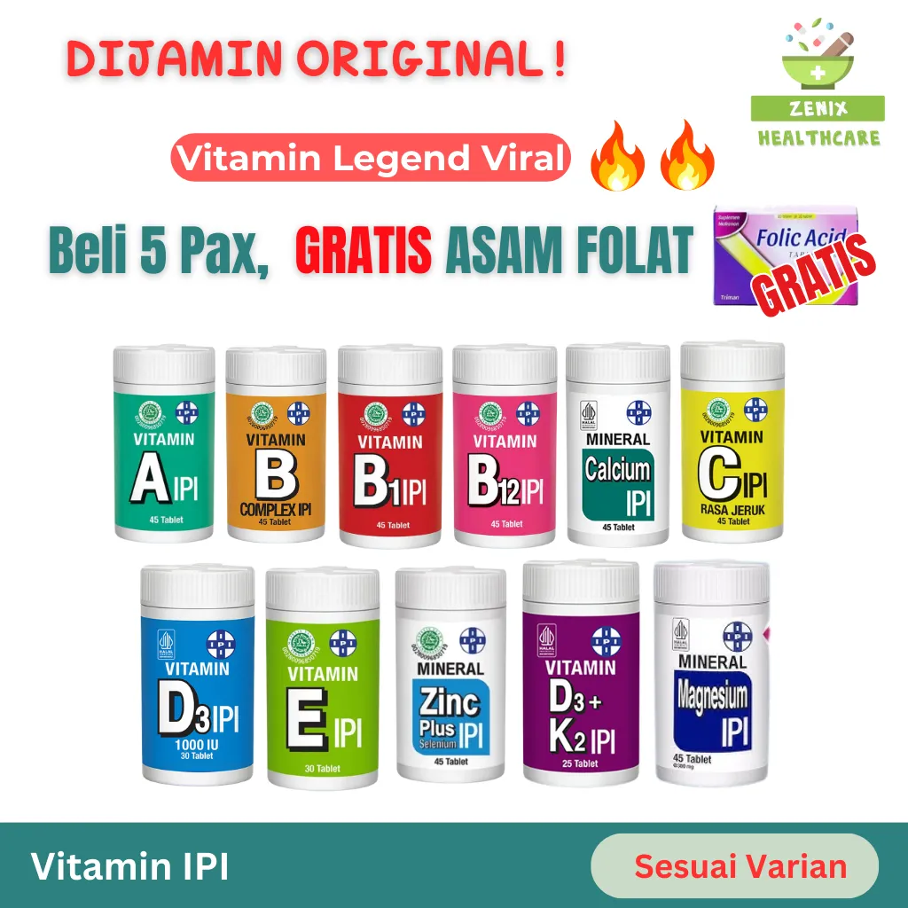 IPI Vitamin A B Kompleks C D E Zinc D3K2 Magnesium - Jaga Stamina Tubuh