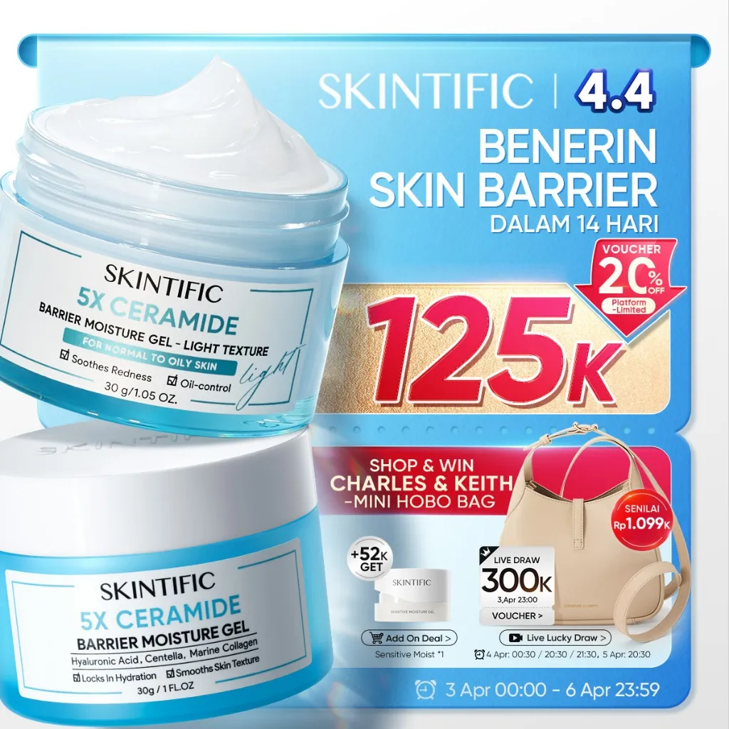SKINTIFIC - 5X Ceramide Barrier Moisturizer Wajah/Badan Krim - Untuk Kulit Berjerawat/Kering/Sensitif/Berminyak/Iritasi Ringan - Repair/Sooth/Moisturize/Calming - Day & Night Facial Moisturizer