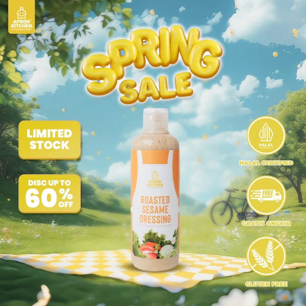 Apron Kitchen Roasted Sesame Saus Dressing Salad Wijen Sangrai Rendah Kalori, Gluten Free Kemasan 250ML