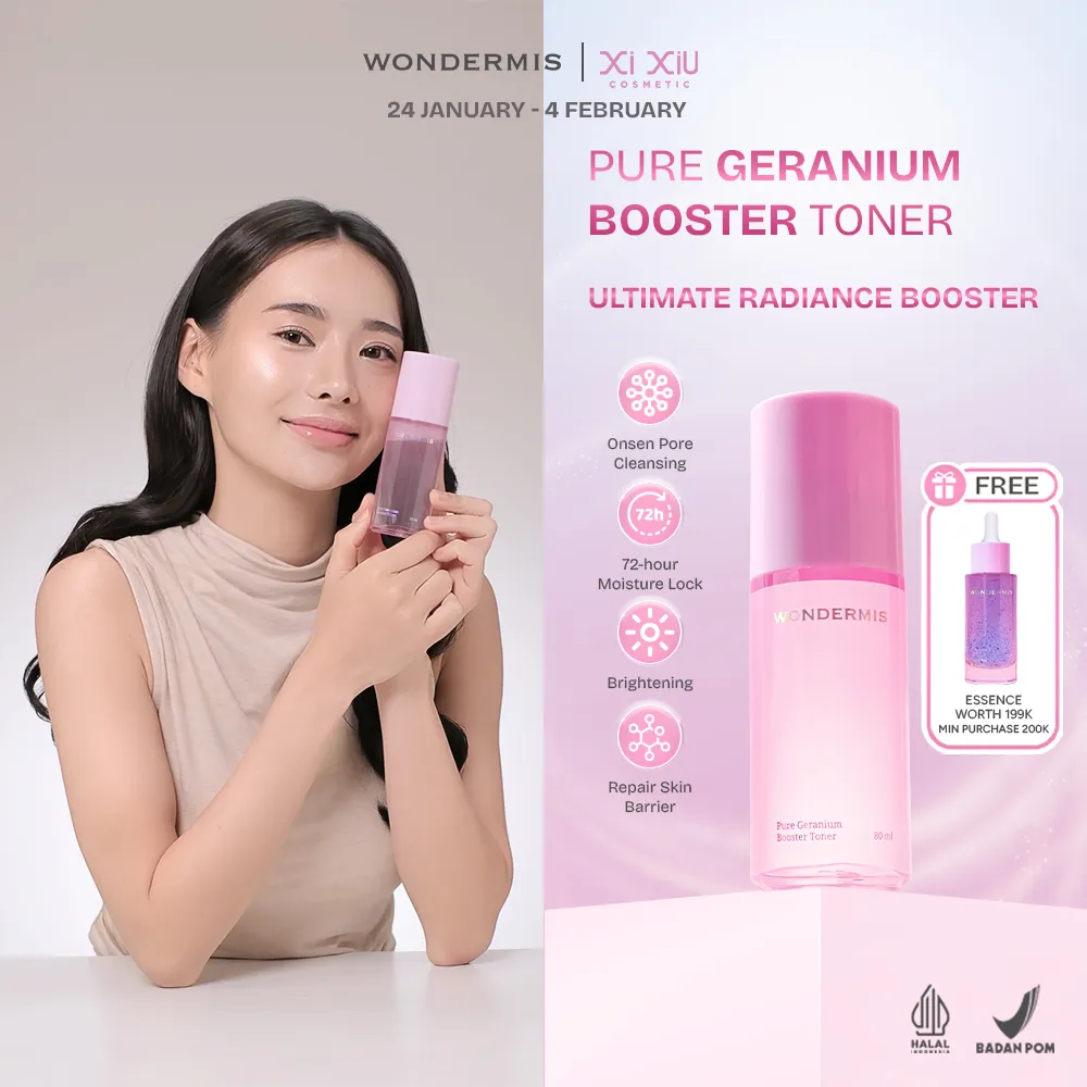 WONDERMIS Pure Geranium Booster Toner 80 ml Calming Brightening Soothing Glowing Niacinamide Skin Barrier Untuk Semua Jenis Kulit Sensitif Hyaluronic Acid