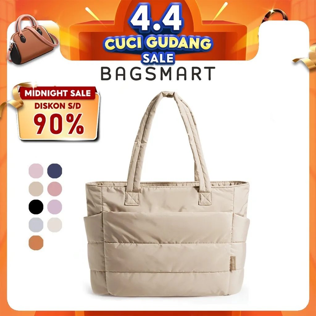 BAGSMART Tas Wanita Tote Bag Lightweight Puffy Tas Kuliah Tote Bag for Travel Work Beach