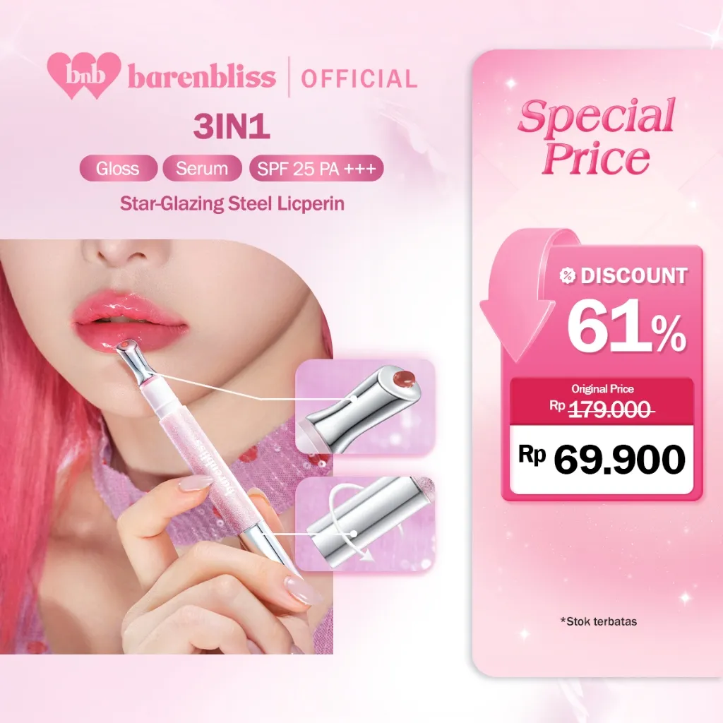 [NEW SHADE] BNB Barenbliss Star-Glazing Steel Lipcerin 1.8g Lipgloss Korea Hidrasi Hingga 72 jam Glossy Finish Stained Plumpy Lips with 5X Ceramide 2X Peptides SPF 25 PA+++ Vitamin E Tahan Lama Non Sticky Comfortable Lip Makeup K-Beauty