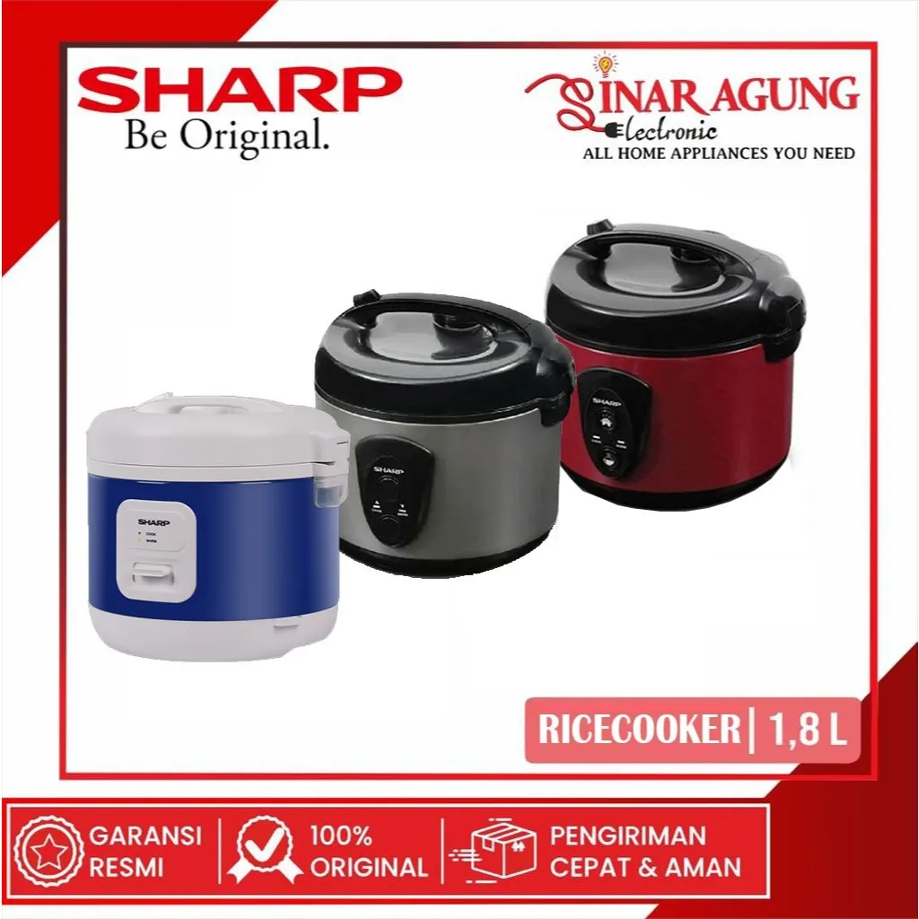 SHARP KSN18MG SL/RD RICE COOKER -1,8L GARANSI RESMI KSB18MGBL