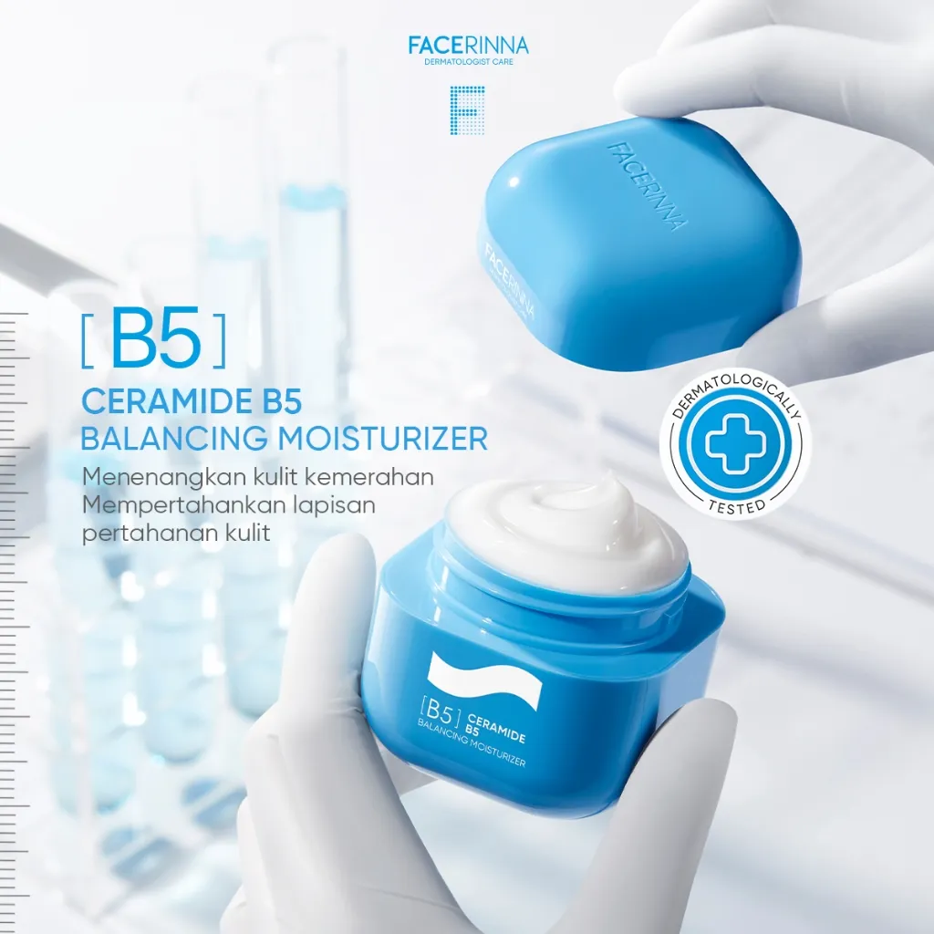 FACERINNA Ceramide B5 Balancing Moisturizer | Menjaga Skin Barrier Memperkuat Mencerahkan wajah Penyerapan cepat Menjaga Keseimbangan Minyak dan Air Kulit Menenangkan Kulit Pelembab Wajah Day Cream Night Cream Skincare BPOM Untuk Kulit Sensitif