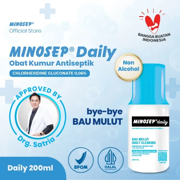 Minosep Daily Obat Kumur Antiseptik Bau Mulut Perawatan Mulut saat Mouthwash Nafas Segar Sariawan